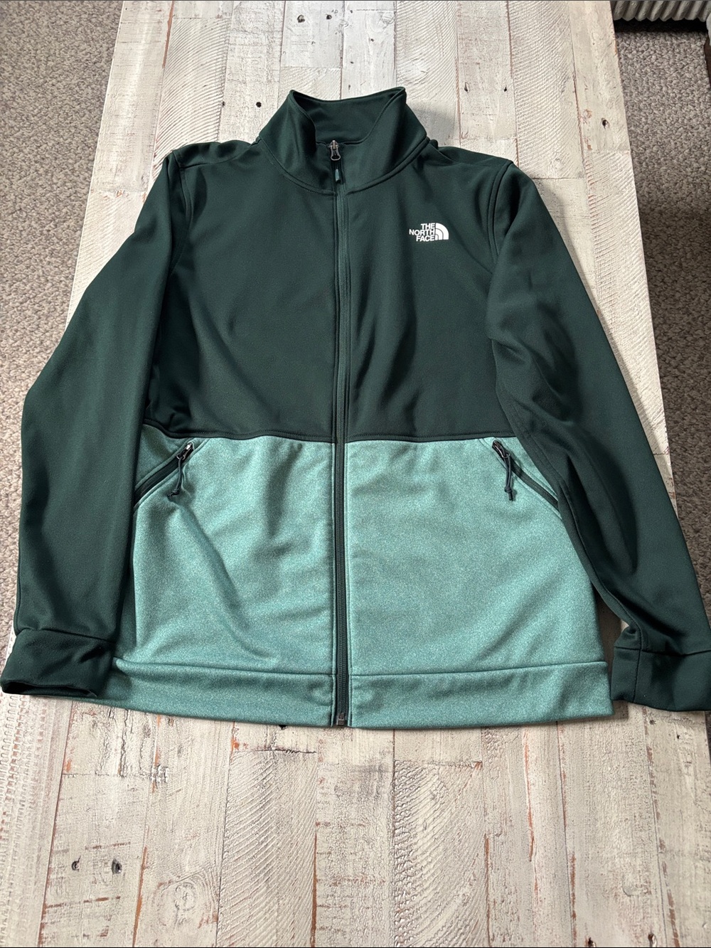 The North Face Women’s Dark Green and Light Green Full-Zip Performance Jacket